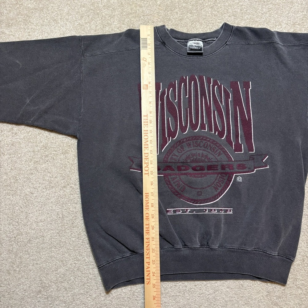 Vtg 90s Wisconsin Badgers Sweatshirt Mens Medium Gray NCAA Collegiate Crewneck - Picture 8 of 10